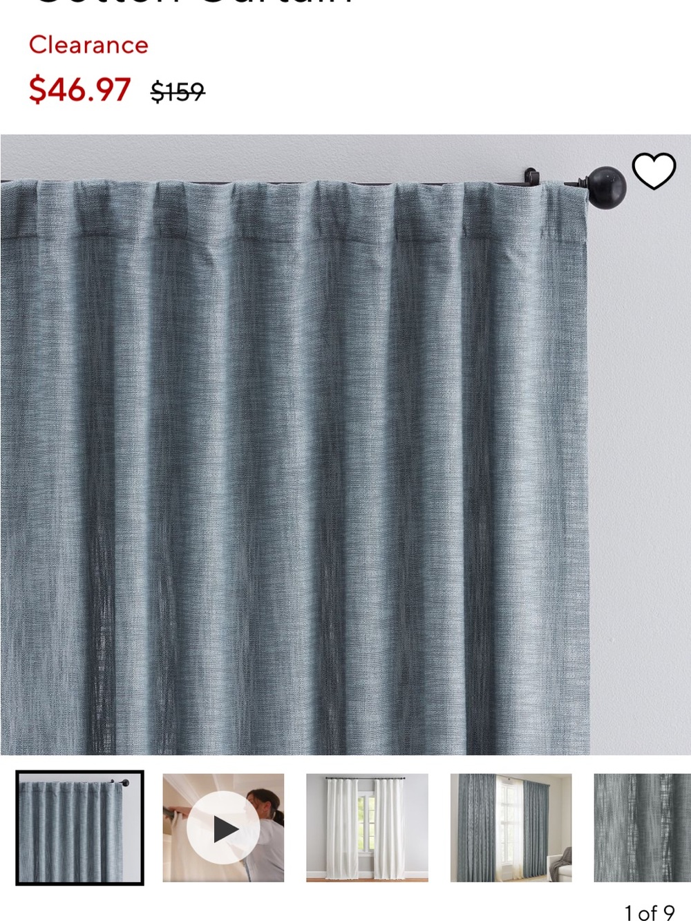 SALE ++Pottery Barn Seaton Curtain 50x108 Chambray Blue